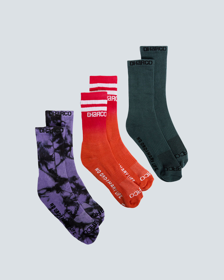 3 Pack: Black Snake, Maverick, Tie Die | Crew Socks